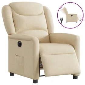 Sillón reclinable eléctrico de tela crema by , Armchairs - Ref: Foro24-3303182, Price: 242,42 €, Discount: %