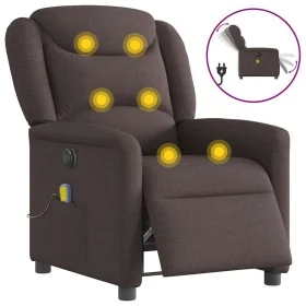 Sillón reclinable de masaje eléctrico tela marrón oscuro by , Armchairs - Ref: Foro24-3303189, Price: 258,13 €, Discount: %