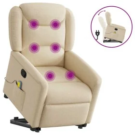 Silla de masaje reclinable de pie de tela color crema de , Sillones - Ref: Foro24-3303212, Precio: 295,26 €, Descuento: %