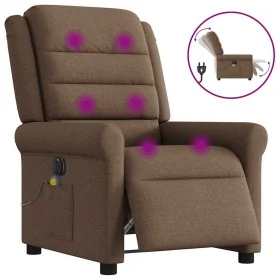 Sillón reclinable de masaje eléctrico tela marrón by , Armchairs - Ref: Foro24-3303308, Price: 246,46 €, Discount: %