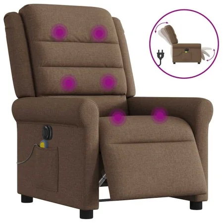 Sillón reclinable de masaje eléctrico tela marrón de , Sillones - Ref: Foro24-3303308, Precio: 247,74 €, Descuento: %