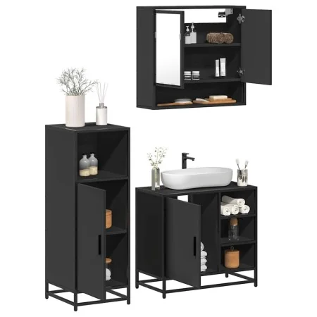 Juego de muebles de baño 3 pzas madera contrachapada negro von , Badezimmermöbel - Ref: Foro24-3300995, Preis: 225,19 €, Raba...