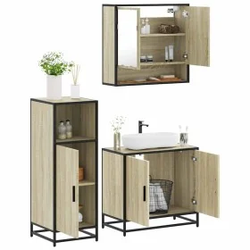 Set de muebles de baño 3 pzas madera contrachapada roble Sonoma by , Bathroom furniture - Ref: Foro24-3300976, Price: 196,38 ...
