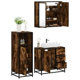 Set de muebles baño 3 pzas madera contrachapada roble ahumado de , Muebles de baño - Ref: Foro24-3300957, Precio: 237,05 €, D...