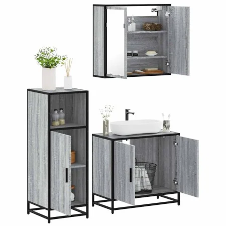 Set de muebles de baño 3 pzas madera contrachapada gris sonoma de , Muebles de baño - Ref: Foro24-3300948, Precio: 213,27 €, ...