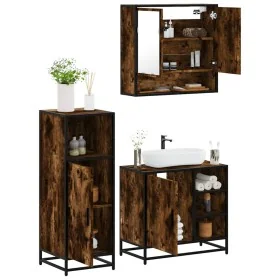 Set de muebles baño 3 pzas madera contrachapada roble ahumado von , Badezimmermöbel - Ref: Foro24-3300997, Preis: 219,12 €, R...