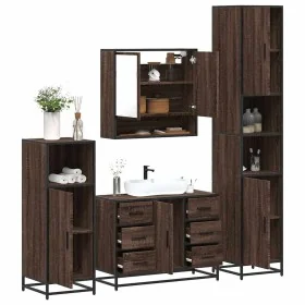 Set de muebles baño 4 pzas madera contrachapada roble marrón de , Muebles de baño - Ref: Foro24-3301234, Precio: 432,72 €, De...