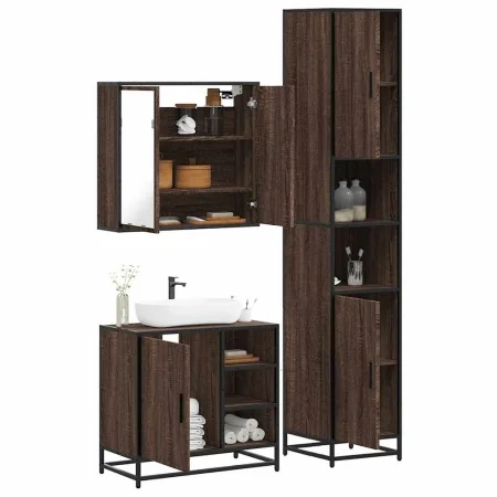 Set de muebles baño 3 pzas madera contrachapada roble marrón by , Bathroom furniture - Ref: Foro24-3301089, Price: 262,58 €, ...