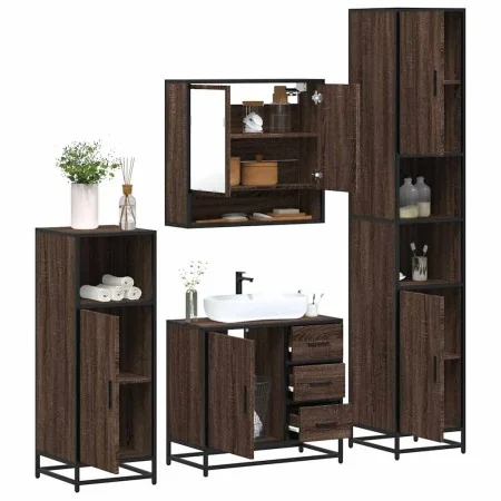 Set de muebles baño 4 pzas madera contrachapada roble marrón von , Badezimmermöbel - Ref: Foro24-3301229, Preis: 409,96 €, Ra...