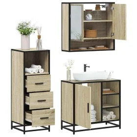 Set de muebles de baño 3 pzas madera contrachapada roble Sonoma von , Badezimmermöbel - Ref: Foro24-3301056, Preis: 218,01 €,...