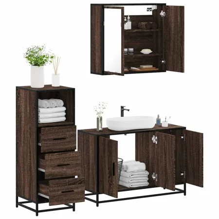 Set de muebles baño 3 pzas madera contrachapada roble marrón de , Muebles de baño - Ref: Foro24-3301014, Precio: 233,07 €, De...