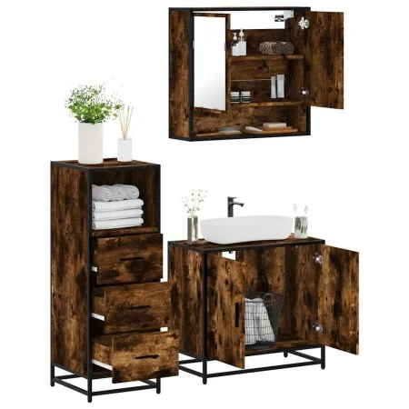 Set de muebles baño 3 pzas madera contrachapada roble ahumado von , Badezimmermöbel - Ref: Foro24-3301037, Preis: 210,38 €, R...