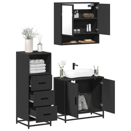 Juego de muebles de baño 3 pzas madera contrachapada negro von , Badezimmermöbel - Ref: Foro24-3301035, Preis: 227,92 €, Raba...