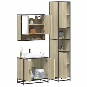 Set de muebles de baño 3 pzas madera contrachapada roble Sonoma von , Badezimmermöbel - Ref: Foro24-3301096, Preis: 278,51 €,...