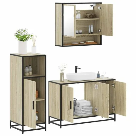 Set de muebles de baño 3 pzas madera contrachapada roble Sonoma von , Badezimmermöbel - Ref: Foro24-3300981, Preis: 212,26 €,...