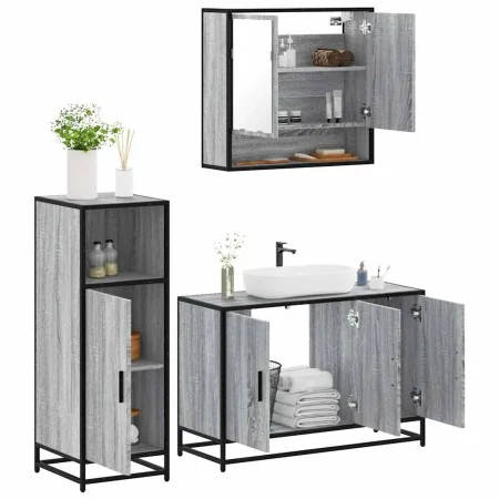 Set de muebles de baño 3 pzas madera contrachapada gris sonoma by , Bathroom furniture - Ref: Foro24-3300983, Price: 234,20 €...