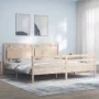 Bed frame with solid wood headboard 200x200 cm by vidaXL, Beds and slatted bases - Ref: Foro24-3194071, Price: 175,14 €, Disc...