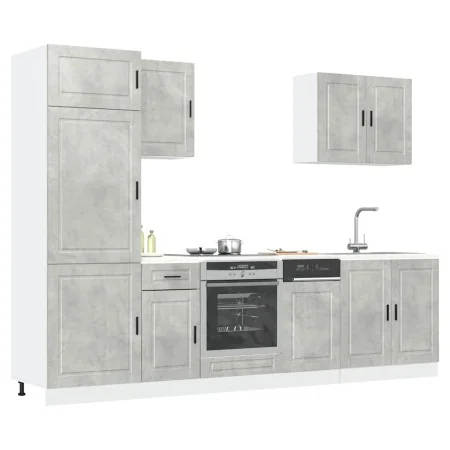 Mueble cocina Kalmar gris hormigón 7 pzas madera contrachapada by , Kitchen cabinets - Ref: Foro24-3314785, Price: 558,31 €, ...