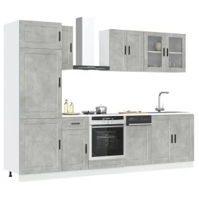 Mueble cocina Kalmar gris hormigón 8 pzas madera contrachapada by , Kitchen cabinets - Ref: Foro24-3314815, Price: 601,18 €, ...