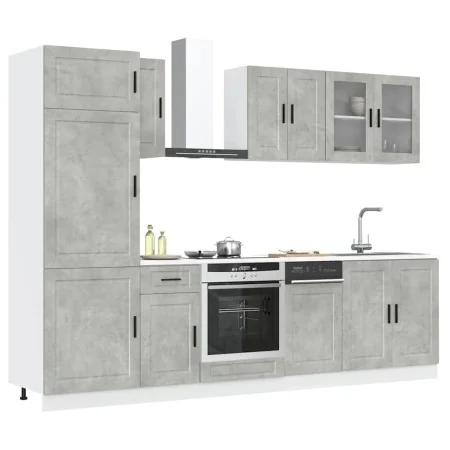 Mueble cocina Kalmar gris hormigón 8 pzas madera contrachapada von , Küchenschränke - Ref: Foro24-3314815, Preis: 601,06 €, R...