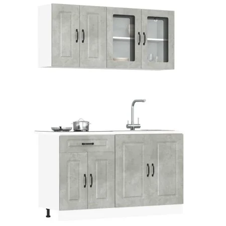 Mueble cocina Kalmar gris hormigón 4 pzas madera contrachapada de , Armarios de cocina - Ref: Foro24-3314855, Precio: 276,53 ...