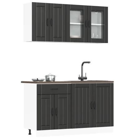 Mueble de cocina Kalmar negra 4 piezas madera contrachapada de , Armarios de cocina - Ref: Foro24-3314862, Precio: 306,24 €, ...