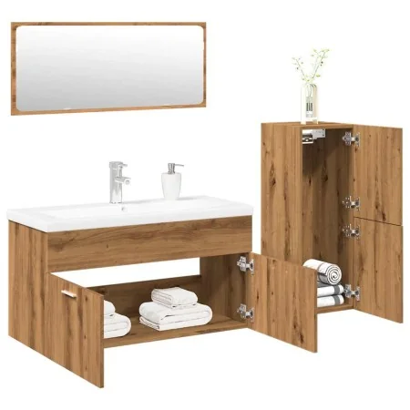 Juego de muebles baño 4 piezas madera ingeniería roble artisan by , Bathroom furniture - Ref: Foro24-3328602, Price: 289,47 €...