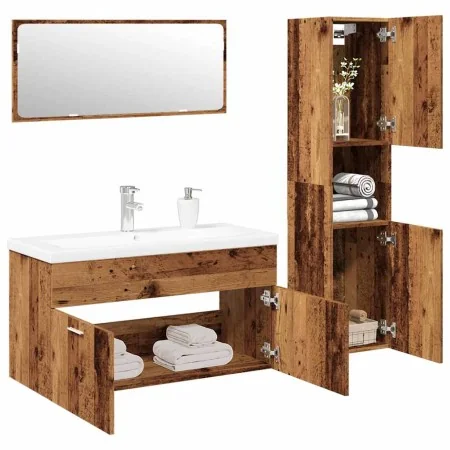 Juego de muebles de baño 4 piezas madera ingeniería envejecida by , Bathroom furniture - Ref: Foro24-3328599, Price: 316,55 €...