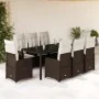 Set de mesa y sillas jardín 9 piezas y cojines ratán PE marrón by , Garden sets - Ref: Foro24-3277071, Price: 1,00 €, Discoun...