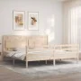 Bed frame with solid wood headboard 200x200 cm by vidaXL, Beds and slatted bases - Ref: Foro24-3194071, Price: 175,14 €, Disc...