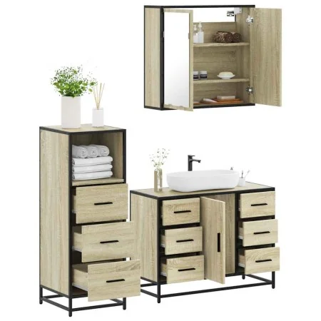 Set de muebles de baño 3 pzas madera contrachapada roble Sonoma by , Bathroom furniture - Ref: Foro24-3301021, Price: 264,51 ...