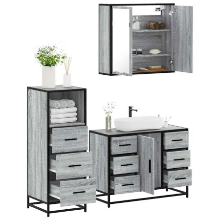 Set de muebles de baño 3 pzas madera contrachapada gris sonoma von , Badezimmermöbel - Ref: Foro24-3301023, Preis: 293,21 €, ...