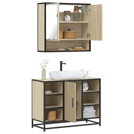Set de muebles de baño 2 pzas madera contrachapada roble Sonoma by , Bathroom furniture - Ref: Foro24-3300941, Price: 152,07 ...