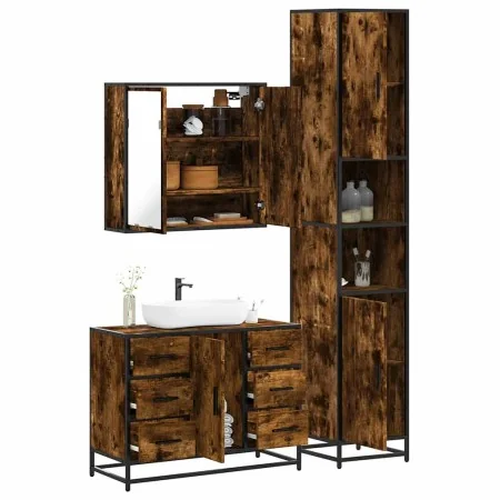 Set de muebles baño 3 pzas madera contrachapada roble ahumado von , Badezimmermöbel - Ref: Foro24-3301082, Preis: 332,24 €, R...