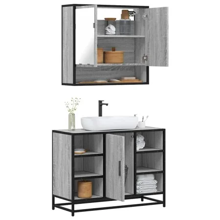 Set de muebles de baño 2 pzas madera contrachapada gris sonoma by , Bathroom furniture - Ref: Foro24-3300943, Price: 151,77 €...