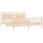 Bed frame with solid wood headboard 200x200 cm by vidaXL, Beds and slatted bases - Ref: Foro24-3194071, Price: 175,14 €, Disc...