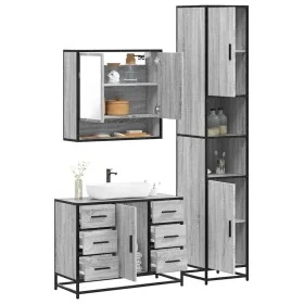 Set de muebles de baño 3 pzas madera contrachapada gris sonoma by , Bathroom furniture - Ref: Foro24-3301113, Price: 341,75 €...