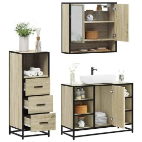 Set de muebles de baño 3 pzas madera contrachapada roble Sonoma von , Badezimmermöbel - Ref: Foro24-3301061, Preis: 221,28 €,...