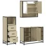 Set de muebles de baño 3 pzas madera contrachapada roble Sonoma by , Bathroom furniture - Ref: Foro24-3301061, Price: 221,56 ...