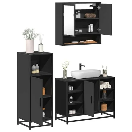 Juego de muebles de baño 3 pzas madera contrachapada negro von , Badezimmermöbel - Ref: Foro24-3301000, Preis: 225,75 €, Raba...