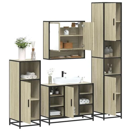Juego de muebles de baño 4 pzas contrachapada roble sonoma von , Badezimmermöbel - Ref: Foro24-3301241, Preis: 392,31 €, Raba...