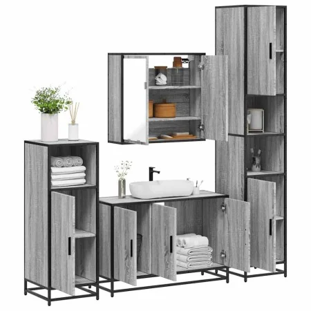 Set de muebles de baño 4 pzas madera contrachapada gris sonoma von , Badezimmermöbel - Ref: Foro24-3301193, Preis: 434,70 €, ...