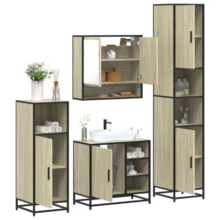 Juego de muebles de baño 4 pzas contrachapada roble sonoma von , Badezimmermöbel - Ref: Foro24-3301236, Preis: 341,23 €, Raba...