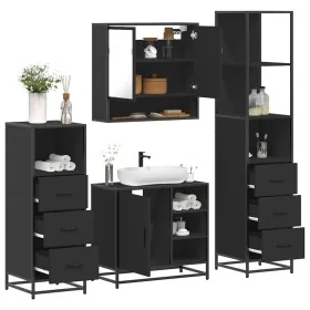 Juego de muebles de baño 4 pzas madera contrachapada negro von , Badezimmermöbel - Ref: Foro24-3301295, Preis: 347,44 €, Raba...