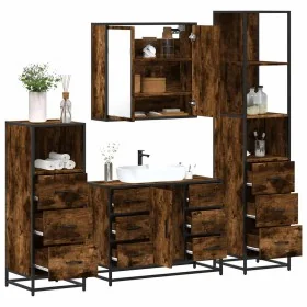 Set de muebles baño 4 pzas madera contrachapada roble ahumado von , Badezimmermöbel - Ref: Foro24-3301262, Preis: 407,62 €, R...