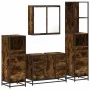 Set de muebles baño 4 pzas madera contrachapada roble ahumado de , Muebles de baño - Ref: Foro24-3301262, Precio: 407,69 €, D...