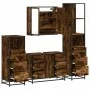 Set de muebles baño 4 pzas madera contrachapada roble ahumado de , Muebles de baño - Ref: Foro24-3301262, Precio: 407,69 €, D...