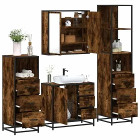 Set de muebles baño 4 pzas madera contrachapada roble ahumado von , Badezimmermöbel - Ref: Foro24-3301257, Preis: 331,98 €, R...