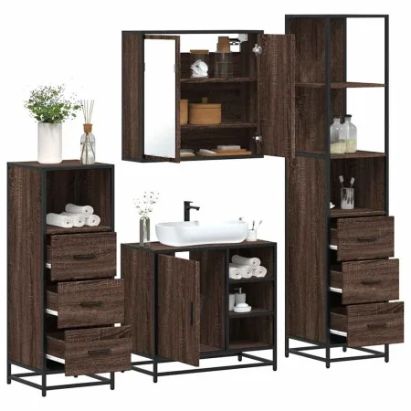 Set de muebles baño 4 pzas madera contrachapada roble marrón de , Muebles de baño - Ref: Foro24-3301269, Precio: 327,69 €, De...