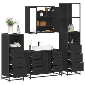 Juego de muebles de baño 4 pzas madera contrachapada negro von , Badezimmermöbel - Ref: Foro24-3301260, Preis: 448,75 €, Raba...